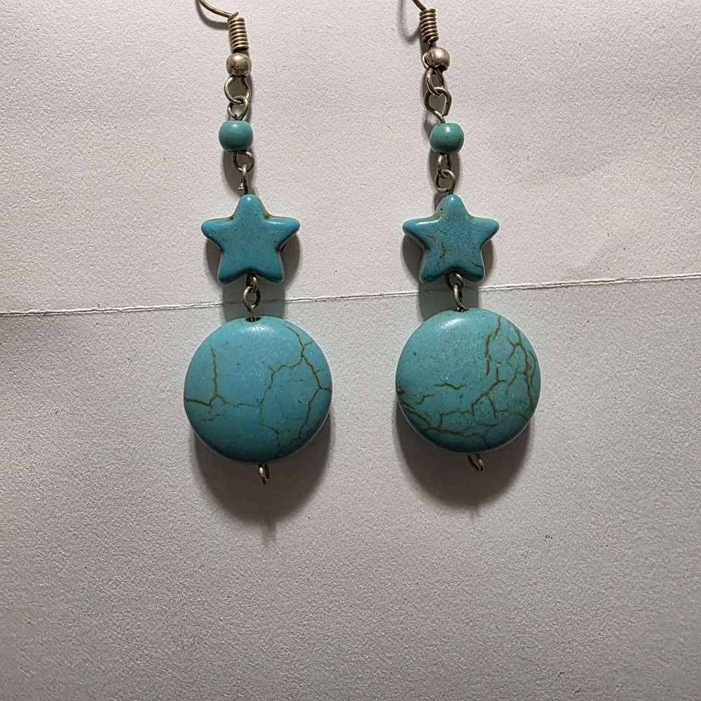5/$20 Turquoise Circle and Star Earrings
